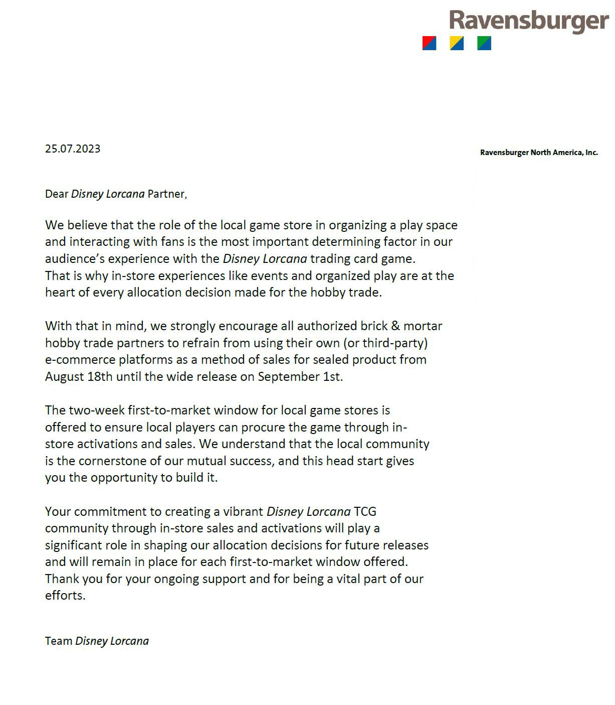 Ravensburger Statement